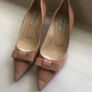 Jimmy Choo Blush Patent Leather Heel with Bow